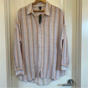 NWT Wild Fable Lavender Multi Stripe oversized Shirt cover up, size small